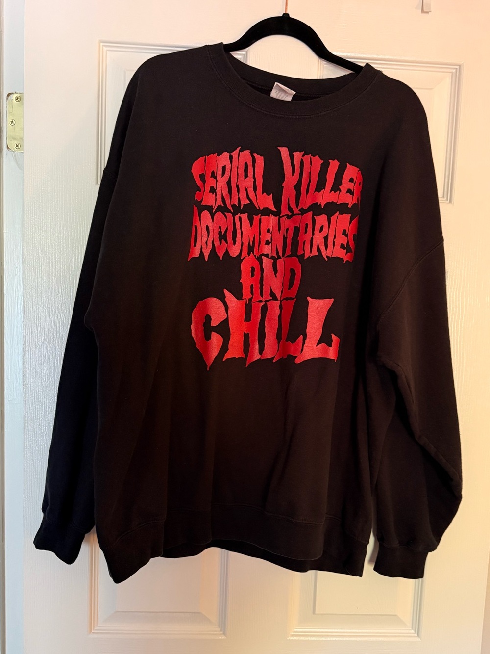 Gildan Black Crewneck with Red Horror Graphic